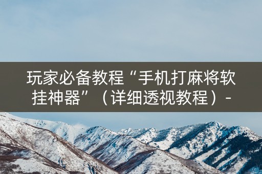 玩家必备教程“手机打麻将软挂神器”（详细透视教程）-哔哩哔哩