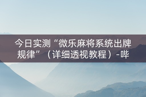 今日实测“微乐麻将系统出牌规律”（详细透视教程）-哔哩哔哩