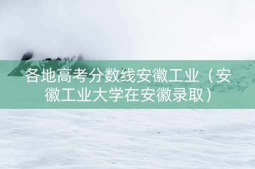 各地高考分数线安徽工业（安徽工业大学在安徽录取）