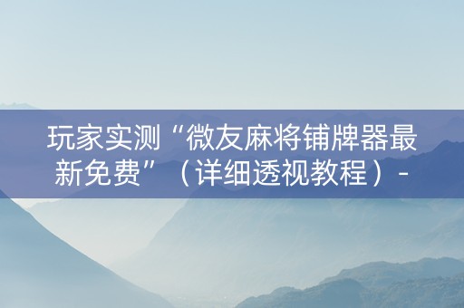 玩家实测“微友麻将铺牌器最新免费”（详细透视教程）-哔哩哔哩