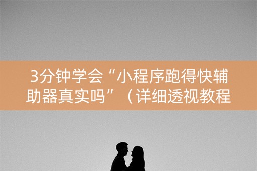 3分钟学会“小程序跑得快辅助器真实吗”（详细透视教程）-哔哩哔哩