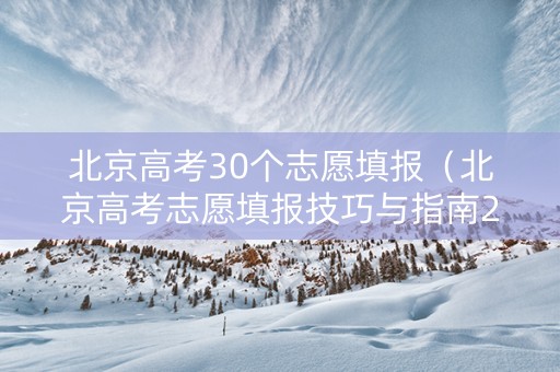 北京高考30个志愿填报（北京高考志愿填报技巧与指南2021）