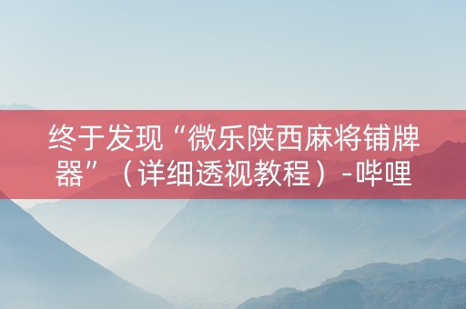 终于发现“微乐陕西麻将铺牌器”（详细透视教程）-哔哩哔哩