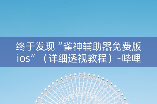 终于发现“雀神辅助器免费版ios”（详细透视教程）-哔哩哔哩