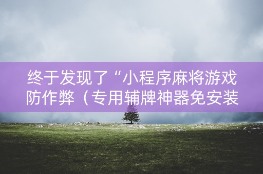 终于发现了“小程序麻将游戏防作弊（专用辅牌神器免安装）