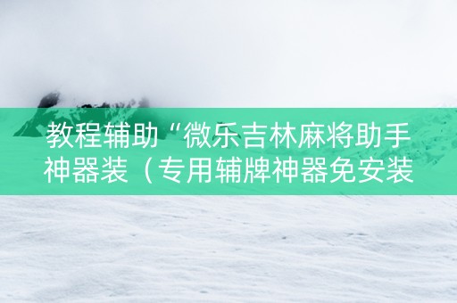 教程辅助“微乐吉林麻将助手神器装（专用辅牌神器免安装）