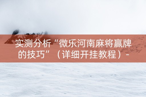 实测分析“微乐河南麻将赢牌的技巧”（详细开挂教程）-哔哩哔哩