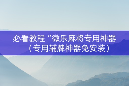 必看教程“微乐麻将专用神器（专用辅牌神器免安装）