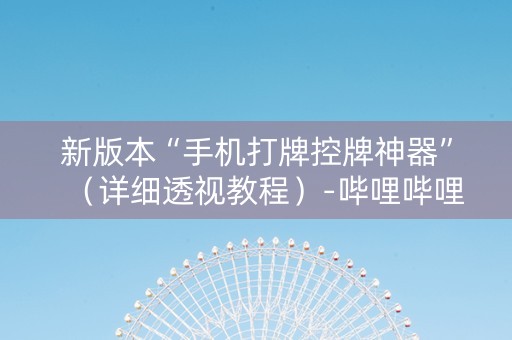 新版本“手机打牌控牌神器”（详细透视教程）-哔哩哔哩