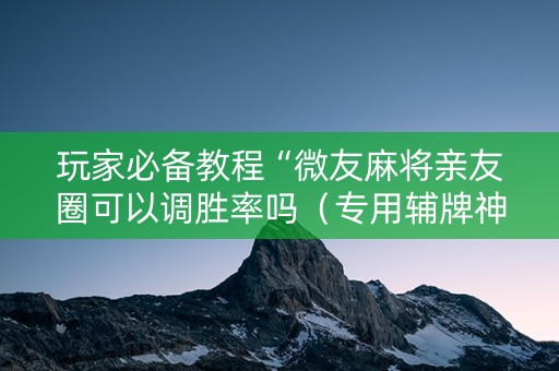 玩家必备教程“微友麻将亲友圈可以调胜率吗（专用辅牌神器免安装）