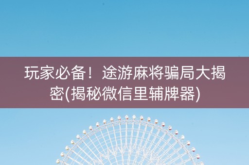 玩家必备！途游麻将骗局大揭密(揭秘微信里辅牌器)
