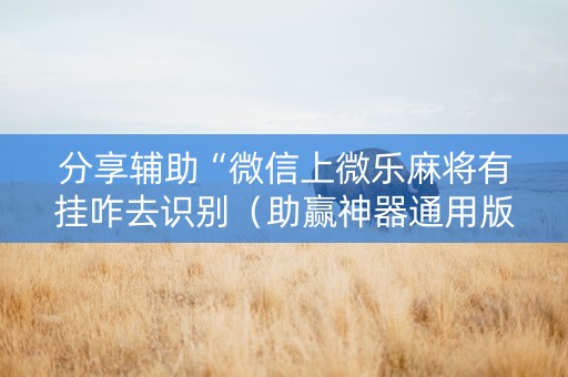 分享辅助“微信上微乐麻将有挂咋去识别（助赢神器通用版）