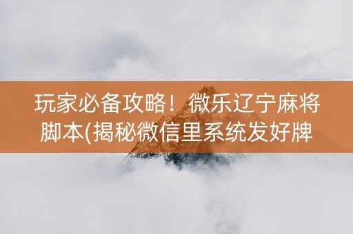玩家必备攻略！微乐辽宁麻将脚本(揭秘微信里系统发好牌)