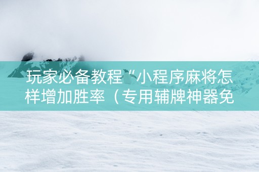 玩家必备教程“小程序麻将怎样增加胜率（专用辅牌神器免安装）