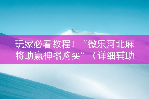 玩家必看教程！“微乐河北麻将助赢神器购买”（详细辅助教程）-哔哩哔哩