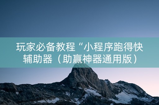 玩家必备教程“小程序跑得快辅助器（助赢神器通用版）