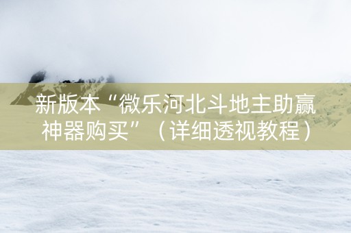 新版本“微乐河北斗地主助赢神器购买”（详细透视教程）-哔哩哔哩