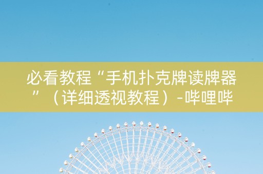 必看教程“手机扑克牌读牌器”（详细透视教程）-哔哩哔哩