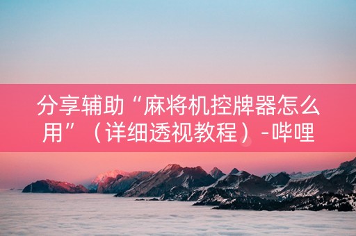 分享辅助“麻将机控牌器怎么用”（详细透视教程）-哔哩哔哩