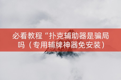 必看教程“扑克辅助器是骗局吗（专用辅牌神器免安装）
