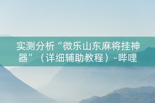 实测分析“微乐山东麻将挂神器”（详细辅助教程）-哔哩哔哩
