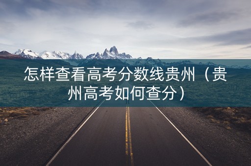 怎样查看高考分数线贵州（贵州高考如何查分）