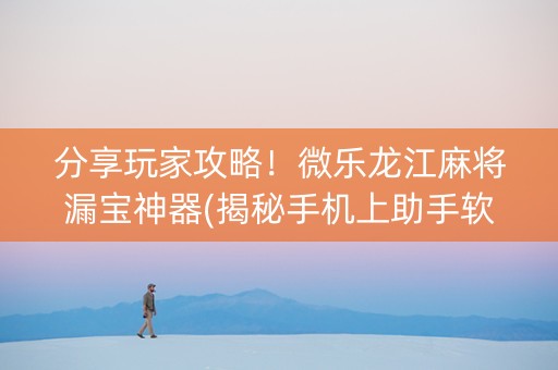 分享玩家攻略！微乐龙江麻将漏宝神器(揭秘手机上助手软件)