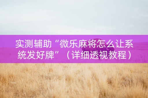 实测辅助“微乐麻将怎么让系统发好牌”（详细透视教程）-哔哩哔哩
