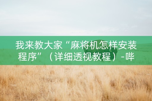 我来教大家“麻将机怎样安装程序”（详细透视教程）-哔哩哔哩