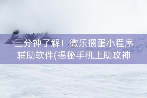 三分钟了解！微乐掼蛋小程序辅助软件(揭秘手机上助攻神器)