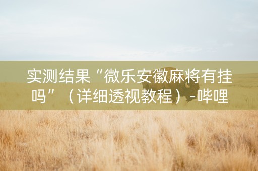 实测结果“微乐安徽麻将有挂吗”（详细透视教程）-哔哩哔哩