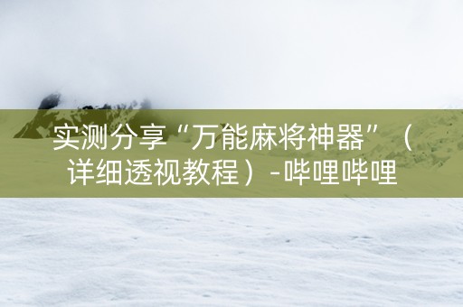 实测分享“万能麻将神器”（详细透视教程）-哔哩哔哩
