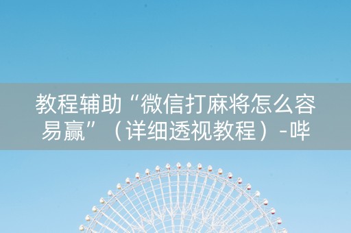 教程辅助“微信打麻将怎么容易赢”（详细透视教程）-哔哩哔哩