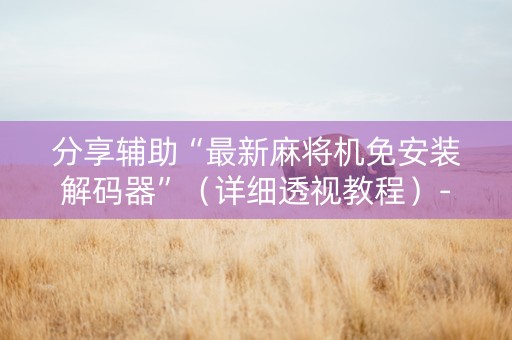 分享辅助“最新麻将机免安装解码器”（详细透视教程）-哔哩哔哩