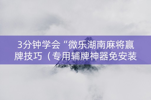 3分钟学会“微乐湖南麻将赢牌技巧（专用辅牌神器免安装）