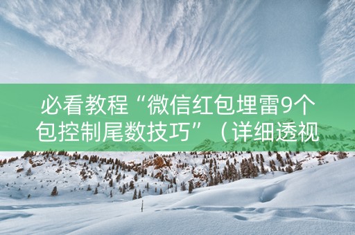 必看教程“微信红包埋雷9个包控制尾数技巧”（详细透视教程）-哔哩哔哩