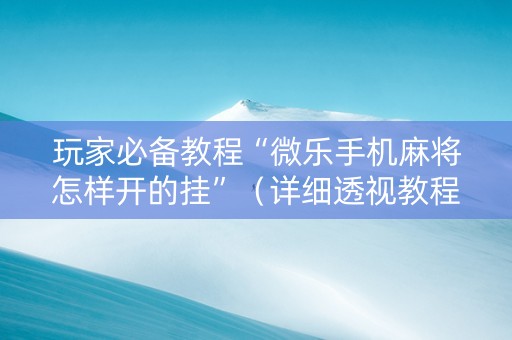 玩家必备教程“微乐手机麻将怎样开的挂”（详细透视教程）-哔哩哔哩