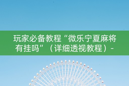 玩家必备教程“微乐宁夏麻将有挂吗”（详细透视教程）-哔哩哔哩