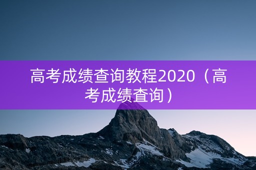 高考成绩查询教程2020（高考成绩査询）