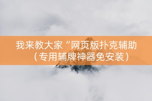 我来教大家“网页版扑克辅助（专用辅牌神器免安装）