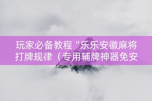 玩家必备教程“乐乐安徽麻将打牌规律（专用辅牌神器免安装）