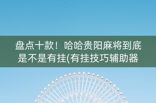 盘点十款！哈哈贵阳麻将到底是不是有挂(有挂技巧辅助器)
