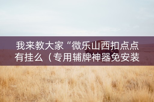 我来教大家“微乐山西扣点点有挂么（专用辅牌神器免安装）