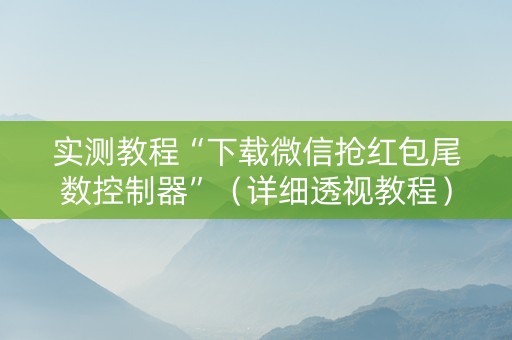 实测教程“下载微信抢红包尾数控制器”（详细透视教程）-哔哩哔哩