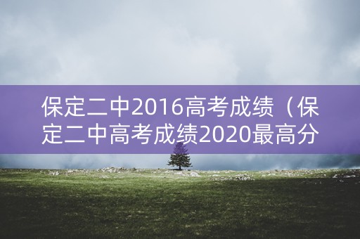 保定二中2016高考成绩（保定二中高考成绩2020最高分）