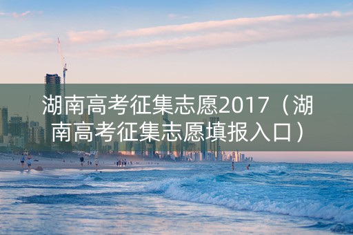 湖南高考征集志愿2017（湖南高考征集志愿填报入口）