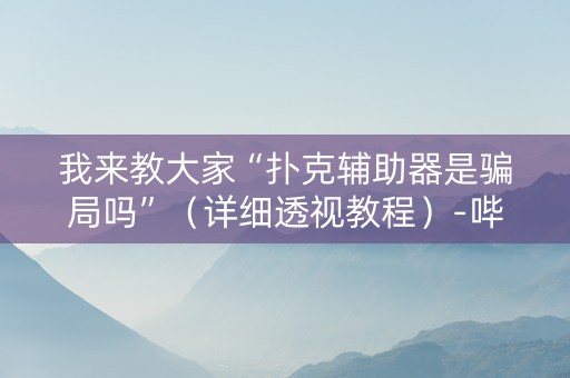 我来教大家“扑克辅助器是骗局吗”（详细透视教程）-哔哩哔哩