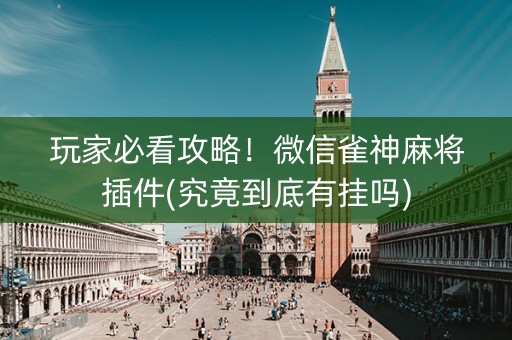 玩家必看攻略！微信雀神麻将插件(究竟到底有挂吗)