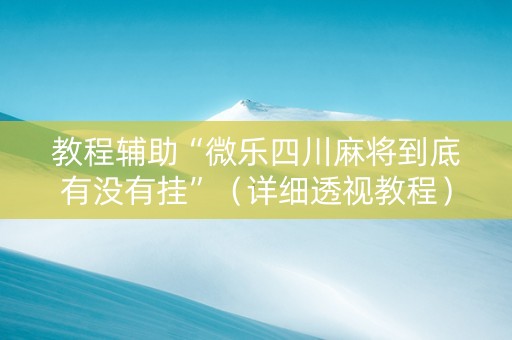教程辅助“微乐四川麻将到底有没有挂”（详细透视教程）-哔哩哔哩
