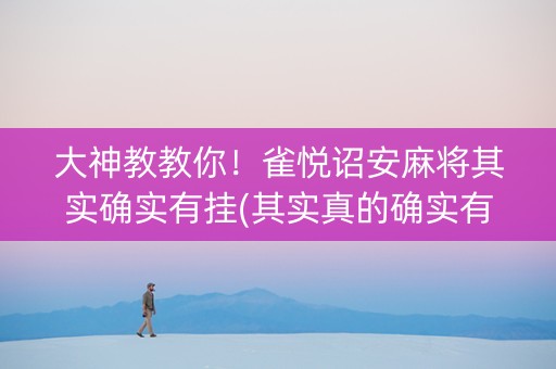 大神教教你！雀悦诏安麻将其实确实有挂(其实真的确实有挂)